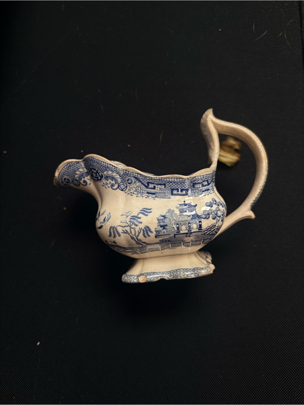 Antique Blue and White Transferware Creamer Pitcher